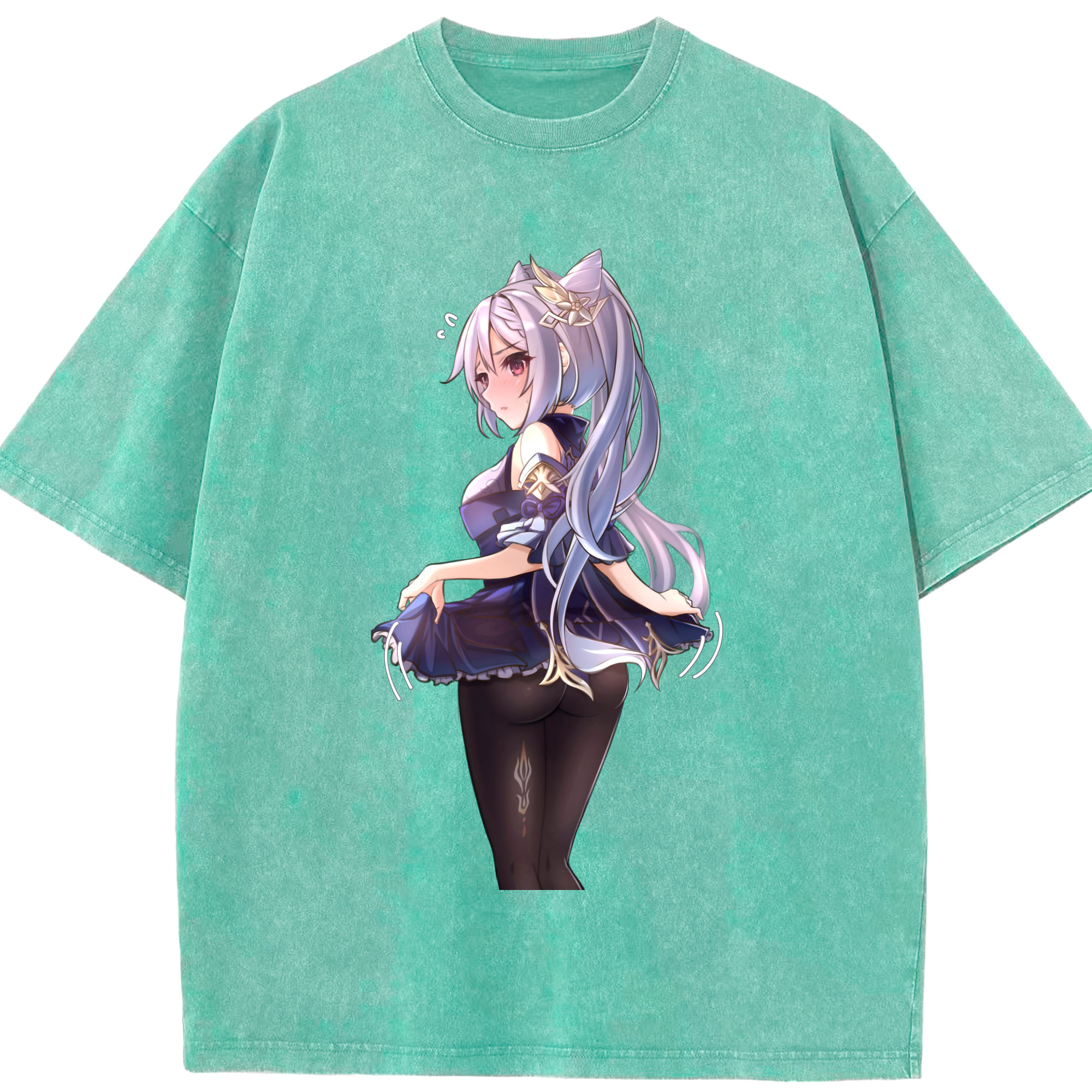 げんし神 刻晴 こくせい genshin Kokusei 綿100% ヴィンテージ風 半袖Tシャツ（フロントプリント）